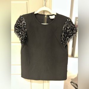 kate spade sequin fringe sleeve top